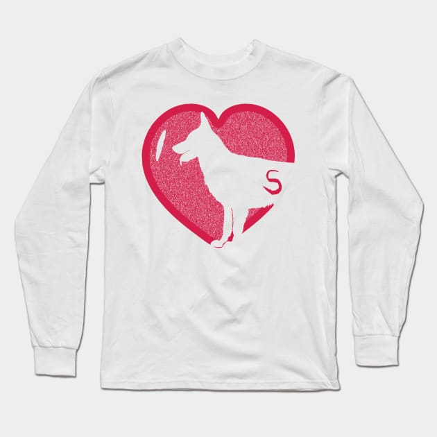Minimalistic Red Heart I Love German Shepherds simple White Background Long Sleeve T-Shirt by pelagio